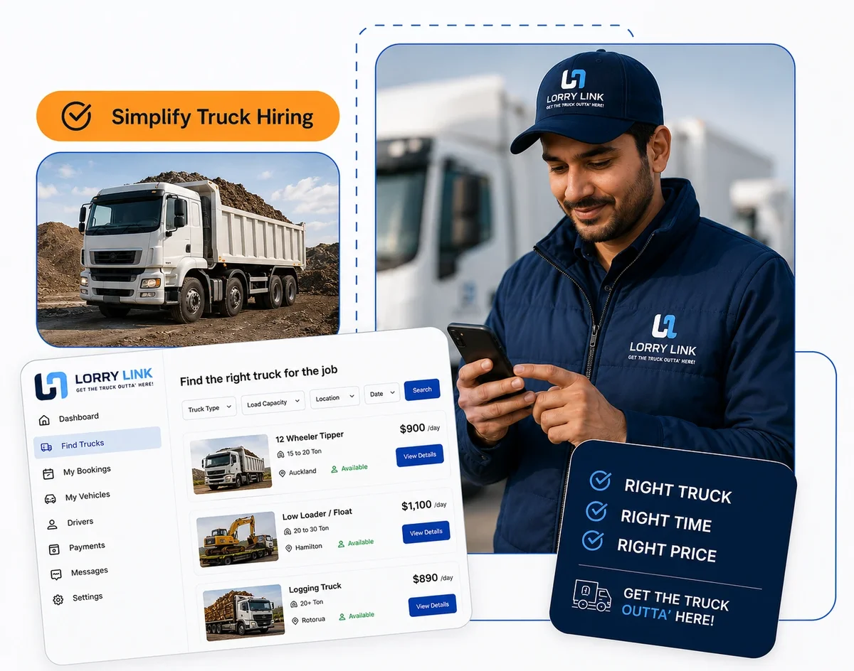 LorryLink truck search, operator app and driver in LorryLink uniform